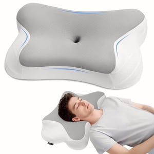 SAWUGA Cervical Pillow for Neck and Shoulder,Contour Memory Foam Pillow,Ergonomic Neck Support Pillow for Side Back Stomach Sleepers with Pillowcase