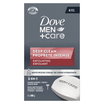 Dove 3-N-1 Hand & Body + Face + Shave Bar Deep Clean Exfoliating, 106 g (6 bars)
