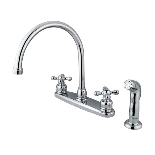 Kingston Brass Vintage Double Handle Goose Neck Kitchen Faucet with Sprayer