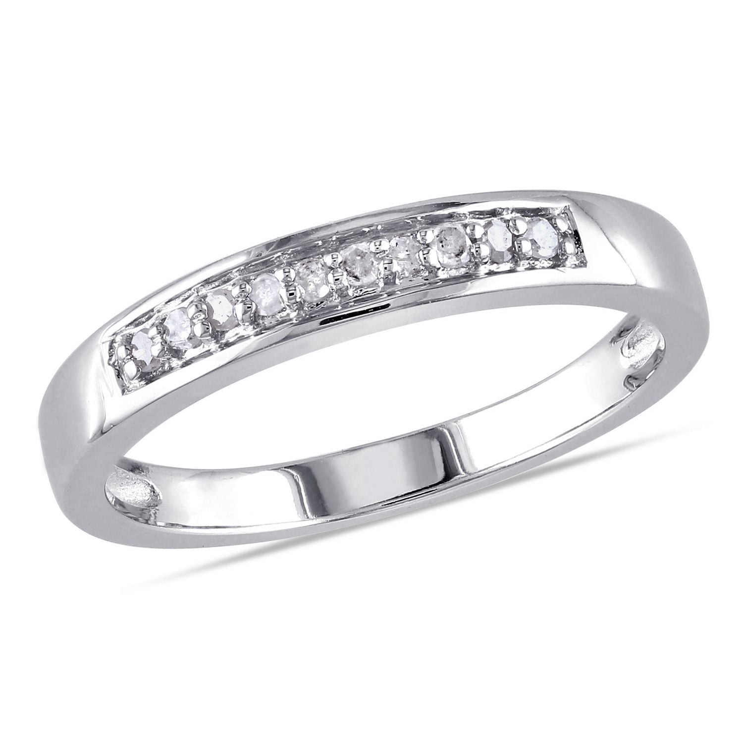 Bague de style semi-éternité avec diamants de 0,10 ct poids total en argent sterling de Miabella