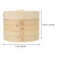 thumbnail image 2 of 3pcs Handmade Bamboo Steamer Kitchen Food Steamer with Lid Steamer Cloth (18cm), 2 of 6