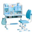 thumbnail image 2 of kluokesi 1 Ensemble Chaise de Bureau pour Enfants, Hauteur Réglable Table d'Étude pour Enfants avec Correcteur d'Assise, Design de Partition (Bleu), 2 of 8