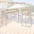 thumbnail image 3 of Gymax 3 Pieces Patio Bar Table Set Outdoor Bar Height Table & 2 Armless Chairs, 3 of 10