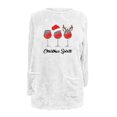 thumbnail image 4 of Pisexur Fuzzy Chandails de Noël pour Femmes Doublés en Molleton à Manches Longues à Col Rond Chandail d'Hiver Chaud Imprimé Verres de Vin Rouge Chandail de Noël à Enfiler Hauts avec Poches, 4 of 4