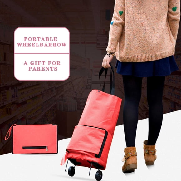 Mefallenssiah Panier d'Achats Pliable 2 en 1 Chariot d'Achats Pliant Chariot de Traction Pliant Achats