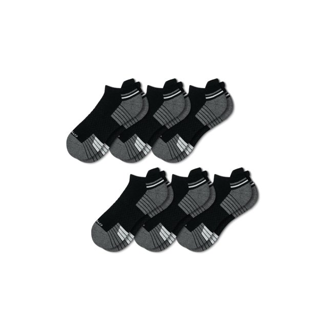 OTECKA Unisex Basic Performance Ankle Socks with Moisture-Wicking - Cushion Comfort Ankle Socks, Black- 6 Packs, Large-X-Large