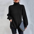 thumbnail image 4 of Yuyuzo Womens Winter Fall Sweater Solid Color Turtleneck Cable Knit Long Sleeve Sweaters Pullover Tops, 4 of 6