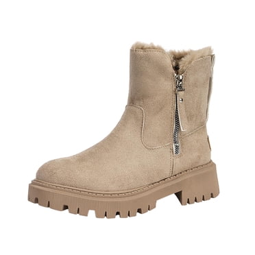 Pisexur Warm Snow Boots, Women's Winter Ankle Bootie Anti-Slip Fur Lined Ankle Short Boots Waterproof Slip On Outdoor Shoes