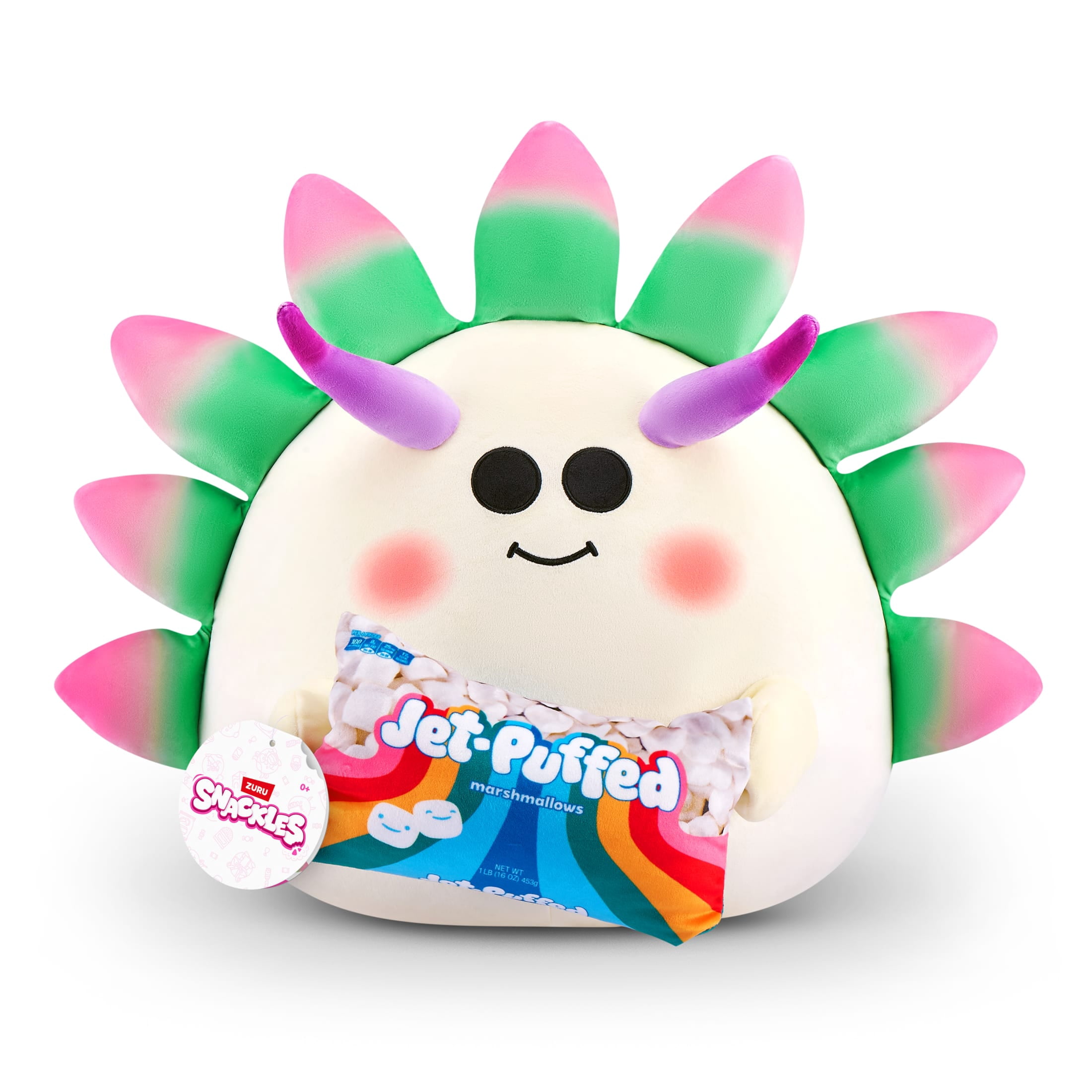 Snackles Peluche série 3 14 pouces sous licence de ZURU (Sea leaf slug w/Jet-Puffed) de ZURU, Peluche avec licence accessoires Snack Brand