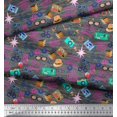 thumbnail image 2 of Soimoi Modal Satin Fabric Camera,Hat & Briefcase Travel Print Fabric by Yard 42 Inch Wide, 2 of 3