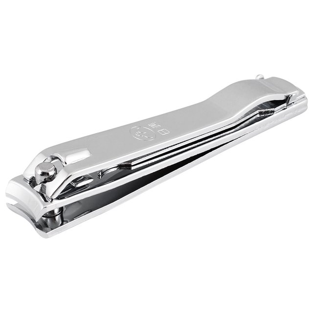 Grand Coupe-Ongles Plat Professionnel en Acier Inoxydable Nail Clippers - Ton Argent. le Coupe-Ongles Présente un design Pliable avec un Bord de Coupe Courbé pour une Coupe Précise et une Lime à Ongles Intégrée pour Lisser les Ongles. Fait d'Acier Inoxydable et de Plastique, Mesure 7,8 x 1,5 x 1,5 cm Lorsqu'il Est Plié et Comprend un Trou pour Se Fixer à un Porte-Clés.