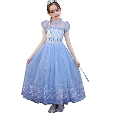 HAWEE Costume de Princesse des Neiges pour Fille, Robe de Fête d'Halloween Chic
