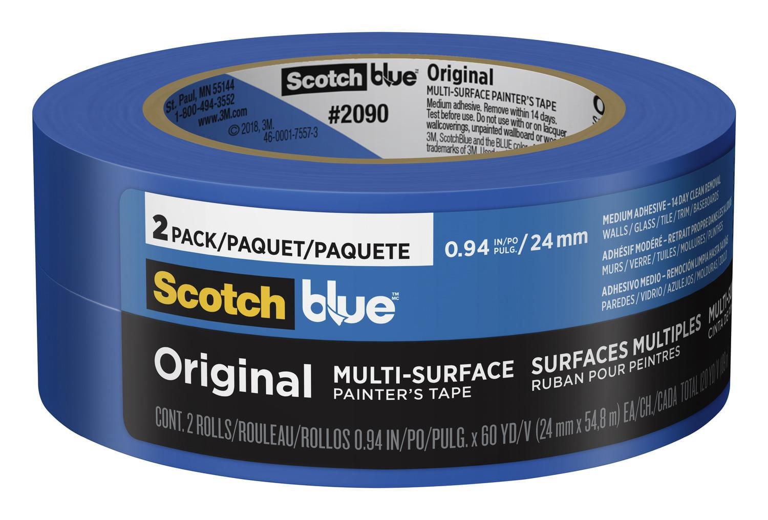 Ruban pour peintres pour surfaces multiples 2090 ScotchBlue(MC) original, 2 Paquet