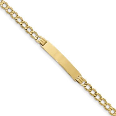ID poli 14 carats avec bracelet cubain semi-solide (poids : 5,23 grammes, longueur : 17,8 cm).