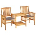 thumbnail image 1 of vidaXL Garden Chairs with Tea Table and Cushions Solid Acacia Wood, 1 of 5