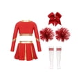 thumbnail image 2 of Sxiwei Kids Girls Cheerleading Uniform Cheer Outfits Metallic Patchwork Competition Performance Costume D02 14, 2 of 5