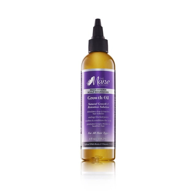 The Mane Choice Huile de Croissance en Bouteille Ambre de 118 ml avec Embout Torsadé Noir et Étiquette Violette, Formule Nourrissante Multivitamines pour le Cuir Chevelu Qui Stimule les Follicules Capillaires, Débouche les pores et Favorise des Cheveux Plus Longs et Plus Épais, Idéale pour le Soin du Cuir Chevelu et la Prévention de la Perte de Cheveux.