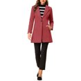 thumbnail image 2 of INSPIRE CHIC Manteau Long Classique pour Femme à Revers Cranté, Manches Longues, TP Rose Foncé, 2 of 7