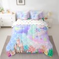 thumbnail image 2 of Mermaid Tail 7 Piece Comforter Set Full Bed in a Bag,Gradient Iridescent Fish Scale Bedding Sets Ocean Marine Life Sheet Set with Comforter, 2 of 5