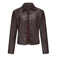 thumbnail image 2 of LOVZFMLL Vestes pour Femmes Couleur Unie Courte Mince Veste en Cuir à Manches Longues Veste Décontractée à Manches Longues Veste Décontractée à Capuche, 2 of 7