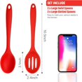 thumbnail image 4 of YOPTOP 4 Pieces Silicone Nonstick Mixing and Slotted Spoons Set, Large Silicone Serving Slotted Spoon Nonstick Heat Resistant Spoons for Kitchen Baking Stirring Draining Tools (Red), 4 of 6