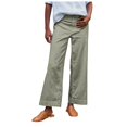 thumbnail image 1 of Women's Linen Pants - High Waisted Flare Wide Leg Capri Work Pants with Pockets, 1 of 6