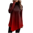 thumbnail image 1 of Birdeem Women Temperament Solid Color Long Sleeved Round Neck Irregular Long Sleeved T-Shirt, 1 of 1