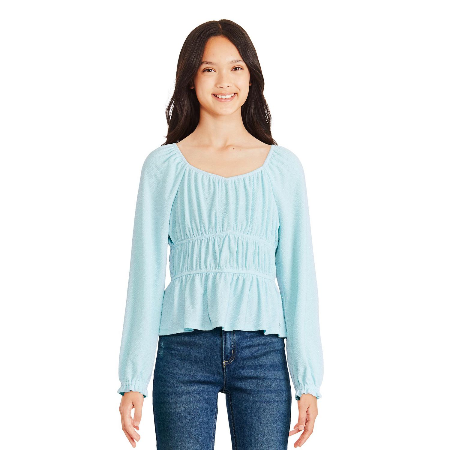 Justice Girls' Glitter Peasant Top