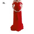 thumbnail image 3 of Baohd Robe de Maternité pour Photographie Robe en Mousseline devant Robes de Grossesse Femmes Vêtements de Séance Photo Accessoire Dentelle Rouge TG, 3 of 6