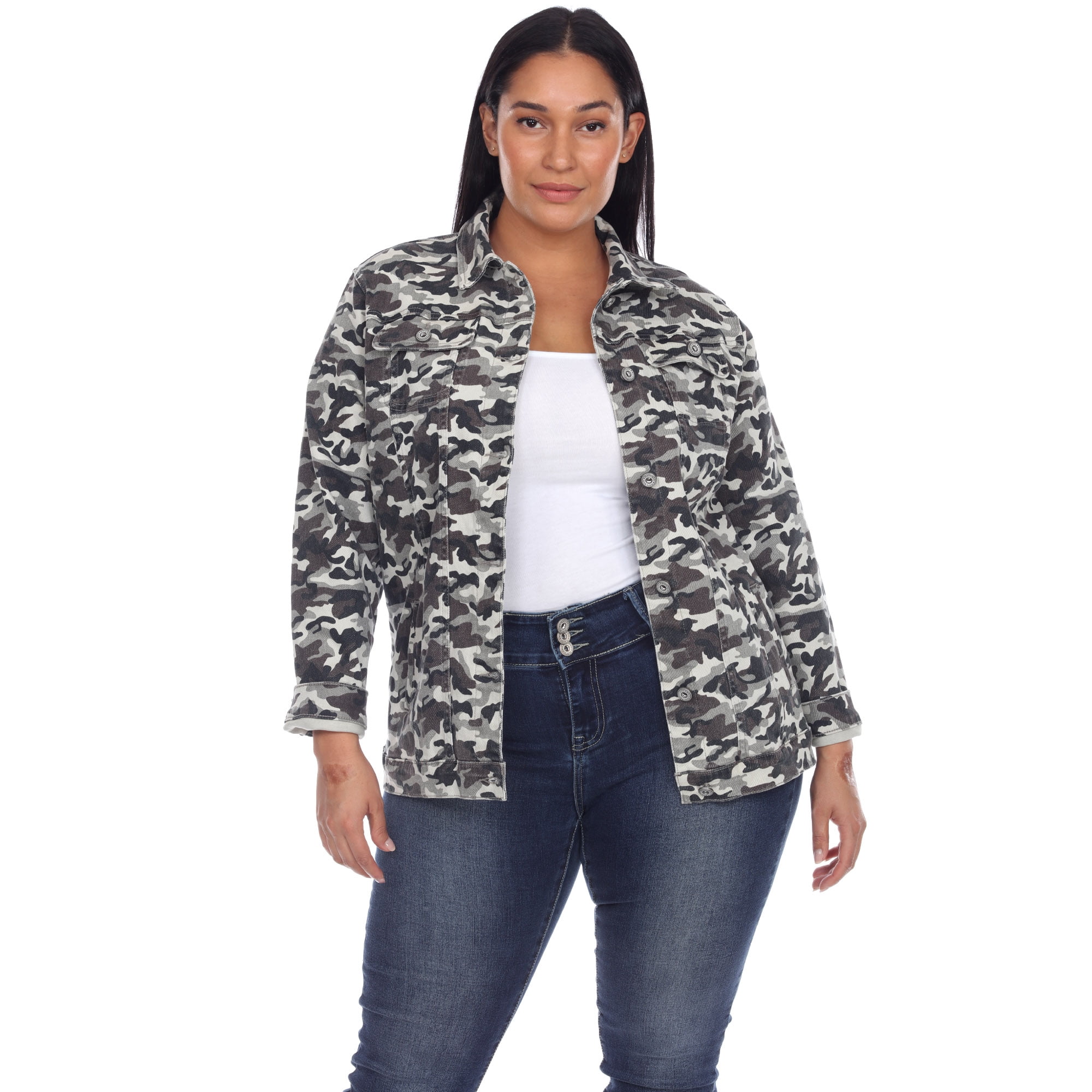 White Mark Veste en Denim Camouflage pour Femmes