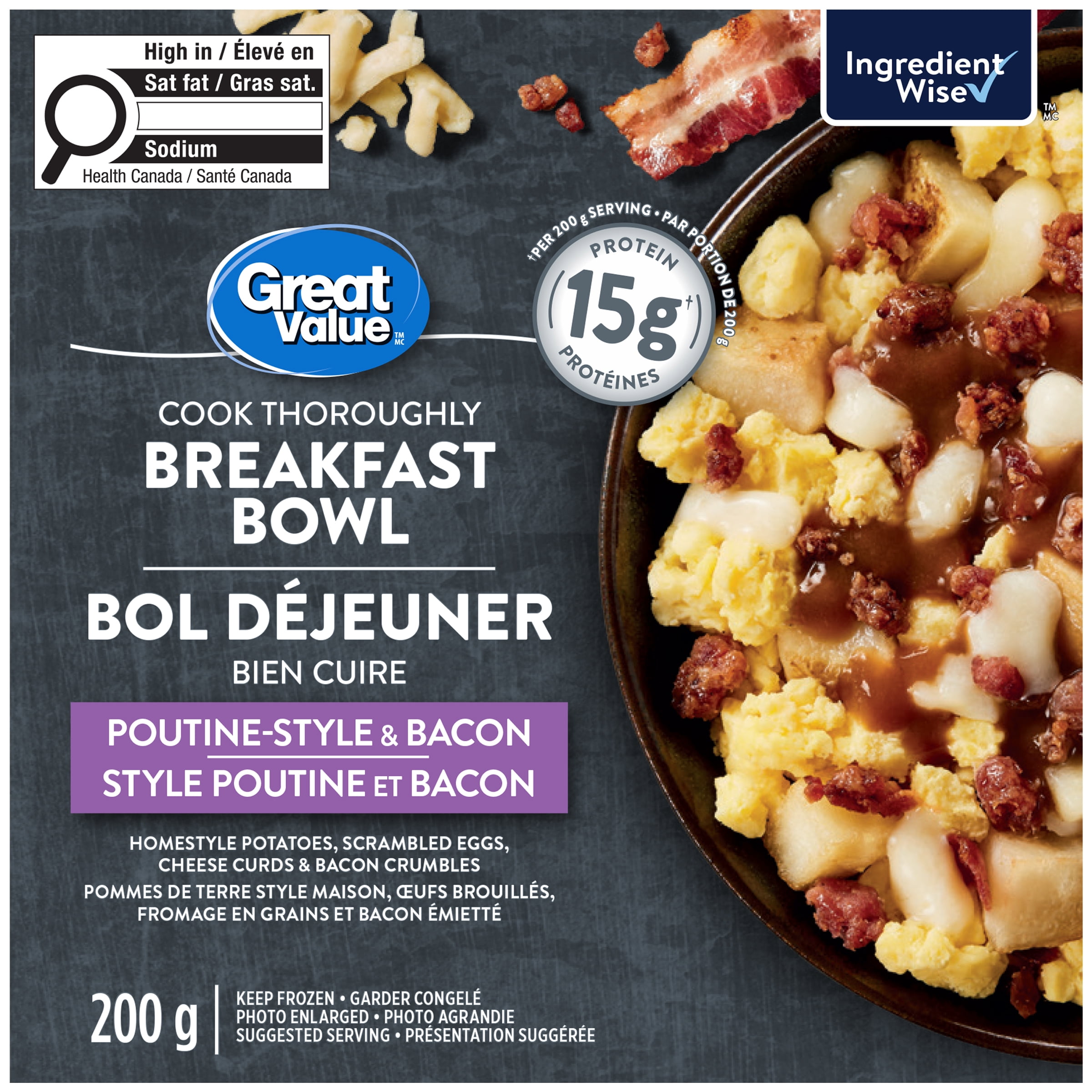 Great Value Poutine-Style and Bacon Breakfast Bowl, 200 g