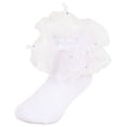 thumbnail image 1 of WUANDIXFA Ruffle Ankle Socks Baby Girl Pearl Girls Baby Socks Solid Color Combed Cotton Lace Princess Socks Performance Dance Socks White,4-6 Years, 1 of 6