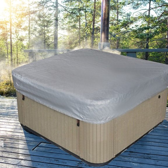 1Pc Classic Square Hot Tub Cover,Hot Tub Cover,All-Weather Water-Resistant Spa Protector,Patio Outdoor Heavy Duty Protector Spa Hard Covers for Hot Tub,Grey