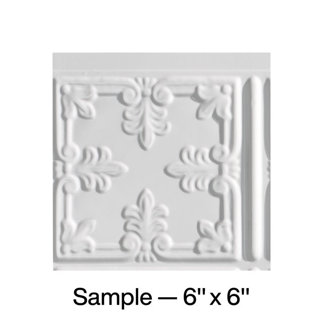 FASÄDE Traditional Style 10 Decorative Vinyl Backsplash Panel in Gloss White (6X6 Inch Sample)