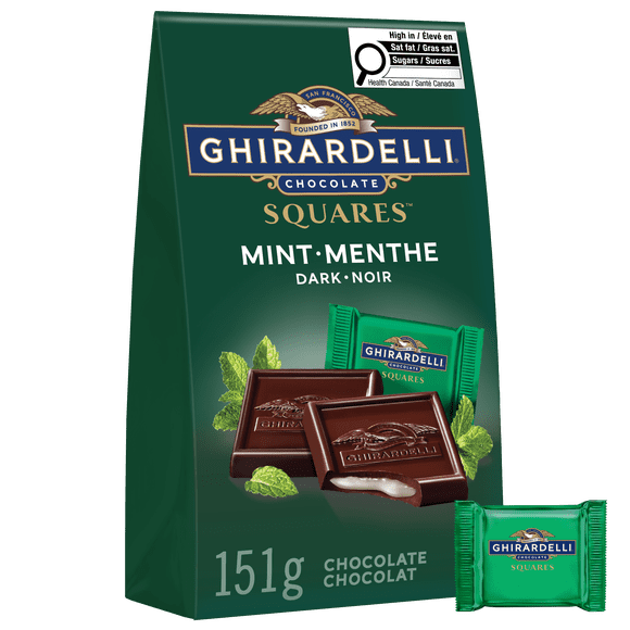 Carrés de chocolat noir à la menthe de GHIRARDELLI – Sachet (151 g)