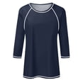 thumbnail image 5 of JIRNDf Chemises pour Femmes Hauts d'Été Tendance Manches Longues Col Rond Drôle Squelette Imprimé Coupe Ajustée T-Shirt Tunique T-Shirt pour Femmes Blouse Décontractée Bleu Marine P, 5 of 5