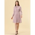 thumbnail image 4 of Unique Bargains Robe Trapèze Décontractée en Satin à Col Noué pour Femme Rose P, 4 of 4