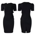 thumbnail image 2 of Womens Elegance Audrey Hepburn Style Ruched 3D Flower Short Sleeve Pencil Dress, 2 of 8