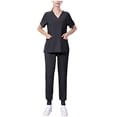 thumbnail image 2 of LSLJS Women's Short-Sleeved Solid Color Pocket V-Neck Nurse Suit, Womens Plus Scrubs, 2 of 3
