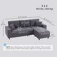 thumbnail image 3 of HOMCOM Chaise Sectional Sofa, Corduroy Fabric Corner Couch, Charcoal Grey, 3 of 10