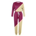 thumbnail image 4 of CHOK Womens Sport Set Long Sleeve Patchwork Color with Loose Cozy Petite Sweatpant Trendy Fall Winter Suits (X-Large  Pink), 4 of 5