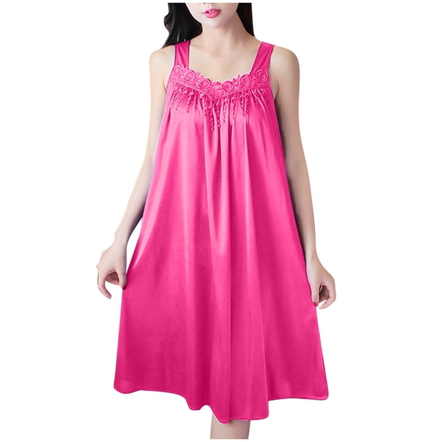 COM1950s Robe d'Été pour Femmes, Robe pour Femmes, Mode Femmes Été Col en V Décontractée Unie Sans Manches Chemises de Nuit Robe, Robe d'Été pour Femmes, Robe d'Été pour Femmes, Vêtements d'Été pour Femmes