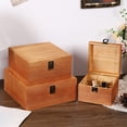 thumbnail image 1 of Material Storage Box Brown Wooden Storage Box with Flipping Cover and Latch for Home Office Organization,L(1PCS) JASKFLY, 1 of 8