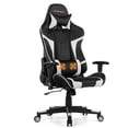 thumbnail image 1 of Chaise de Jeu de Massage Goplus Inclinable Pivotante de Course Chaise de Bureau avec Soutien Lombaire Blanc, 1 of 10