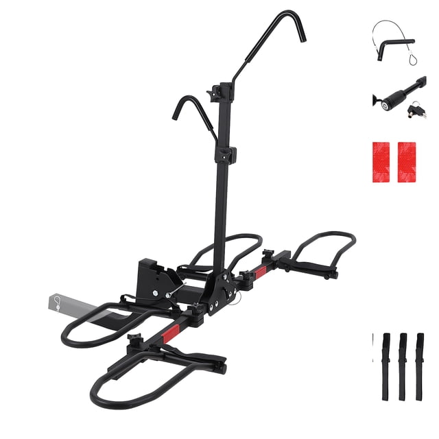 Yiwa Heavy Duty 2-Bike Platform Hitch Rack, 81kg Capacity, Anti-Wobble Design for Standard and Electric Bikes, Compatible with 2-Inch Receivers