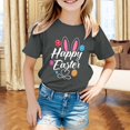 thumbnail image 2 of PMVFHDE Tenue de Pâques Fille T-Shirt Graphique de Pâques / Imprimé Lapin et Oeuf Manches Courtes Col Rond / T-Shirt de Fête en Coton Doux pour Tout-Petit / Tenue Décontractée Printemps Été Gris,10-11 Ans, 2 of 4
