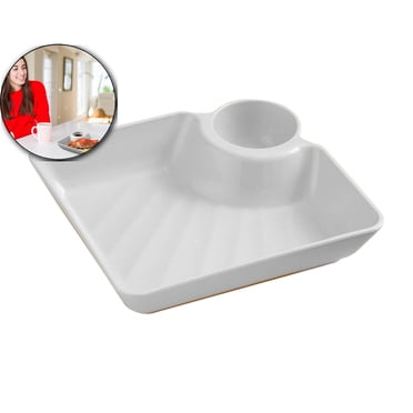 Dvruxg Assiettes à Croustilles et à Trempette, Ensemble de Plateaux de Service en Plastique Assiette à Dumplings avec Soucoupe pour Trempette, Plats de Service pour Collations Divisés pour hors-D'œuvre, Sushi, Charcuterie, Réutilisable