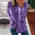 thumbnail image 2 of IROINID Liquidation Hauts pour Femmes Grande Taille Imprimé Manches Longues Confortable Respirant T-Shirt à Col Rond Hauts, Violet, 2 of 8