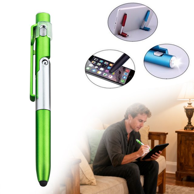 ZTTD 1Pcs Multifunction Stylus Pen Capacitive Touch Screen Ballpoint Pen with LED Light, Foldable Phone Holder Stand for Writing in the Dark