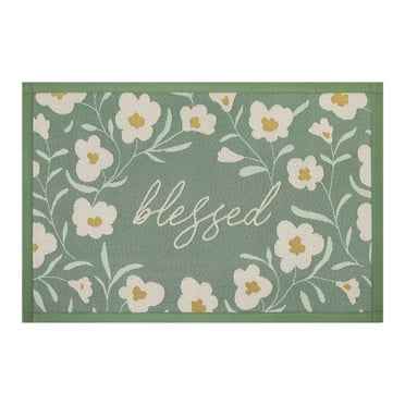 Mainstays Blessed Indoor Kitchen Rug - 20" x 30" - 65% Polypropylene/ 35% Polyester - Green
